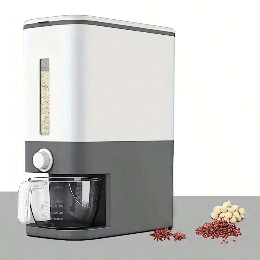 1 Set Rice Dispenser, 22-25 Lbs Rice Container With Measuring Cup, Upgraded Built-In Fresh Box, Cereal Dispenser Storage With Lids For Home Kitchen Pantry Rice Soybean Corn