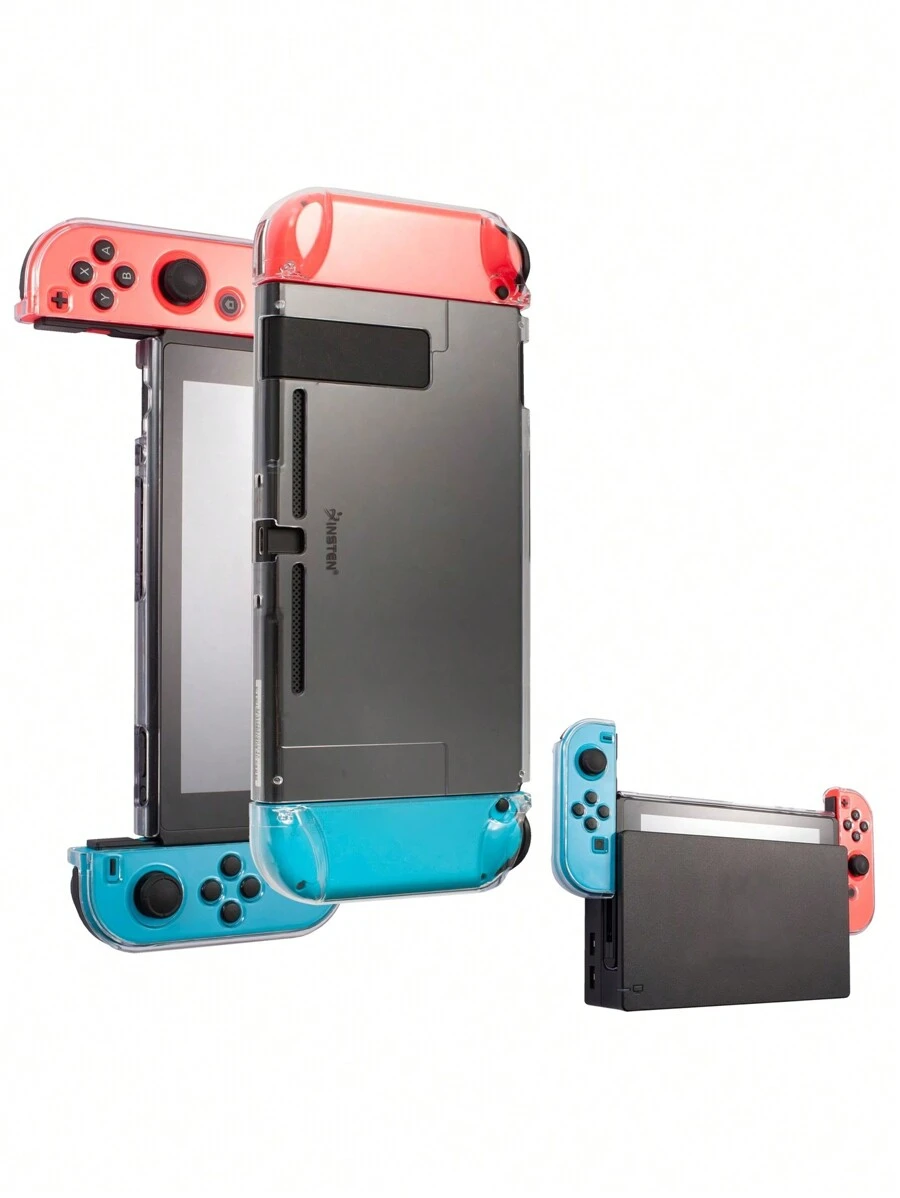 Insten Dockable Clear Case For Nin-Tendo Switch Console And Joycon Controllers, Detachable 3-In-1 Crystal Hard Shell Protective Non Slip Cover With Ergonomic Grip