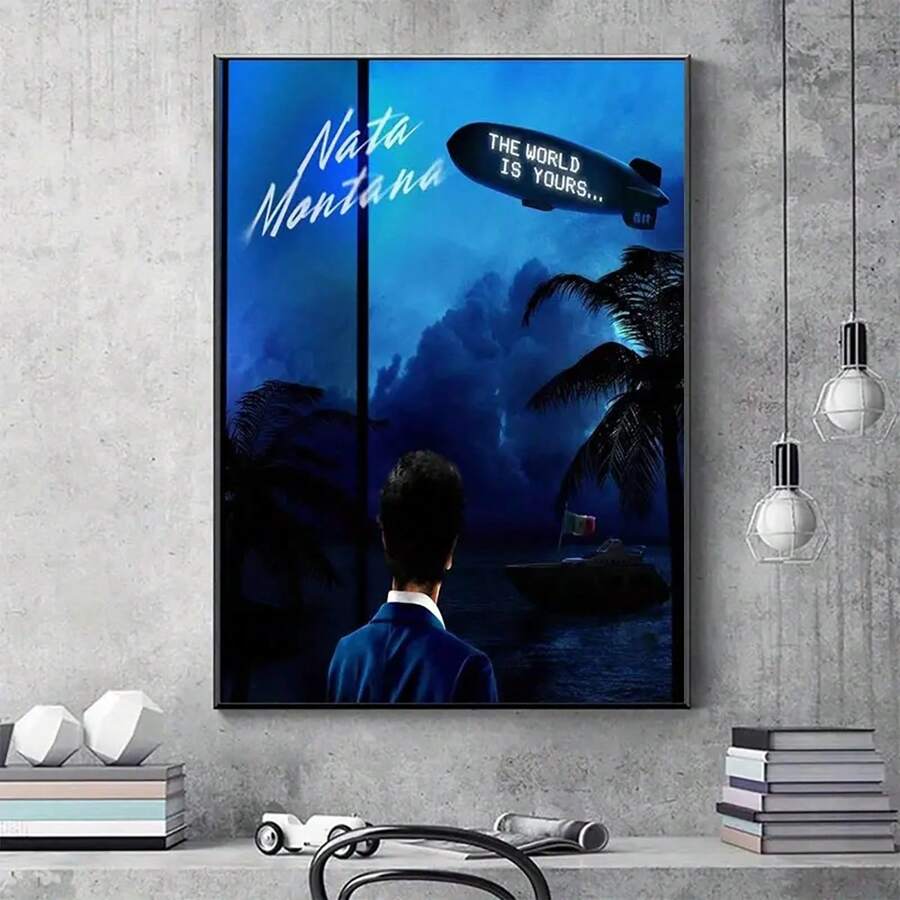 1 Póster De Lienzo, Arte Moderno, Nata Montana The World Is Yours, Póster De Portada Musical, Regalo Ideal Para Dormitorio, Sala De Estar, Pasillo, Arte De Pared, Decoración De Pared, Decoración De Otoño, Decoración De Pared, Decoración De Habitación, Sin Marco