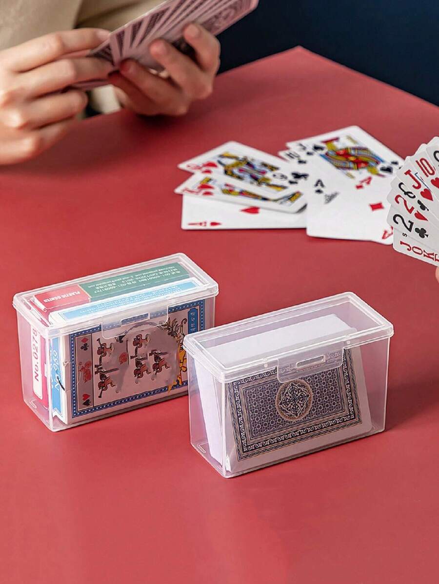 1/2 pièces Boîte de cartes à jouer, étui clair de jeu de cartes, deux images de pokers peuvent être placées (sans cartes), cadeau de Noël, d'Halloween et de Thanksgiving