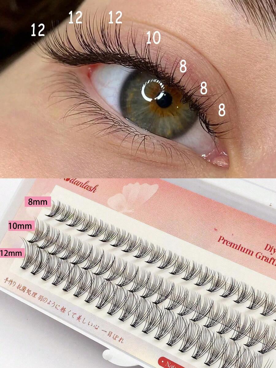 60pcs Cluster Lashes, 10D 8-12mm Mix C Curling Individual Lashes Extensions , Soft And Natural False Eyelashes DIY Lashes Extension,Natural Look Professional Makeup Tool 8-12mm DIY Lahses