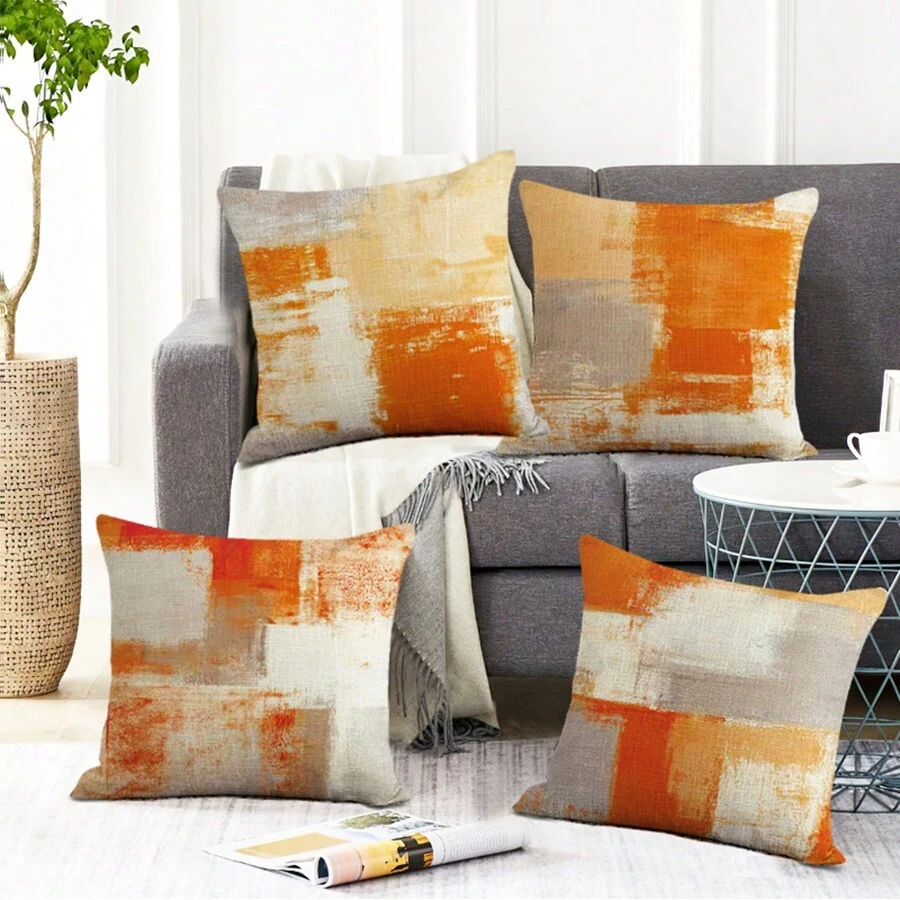 Conjunto De 4 Fundas De Cojín Patrones Geométricos Abstractos Simples Y Modernos, Fundas De Cojín Decorativas Para Sofá, Cobertores De Cojín Para Exterior, Cojín Al Aire Libre Para Sofá, Sofá Cama Y Silla