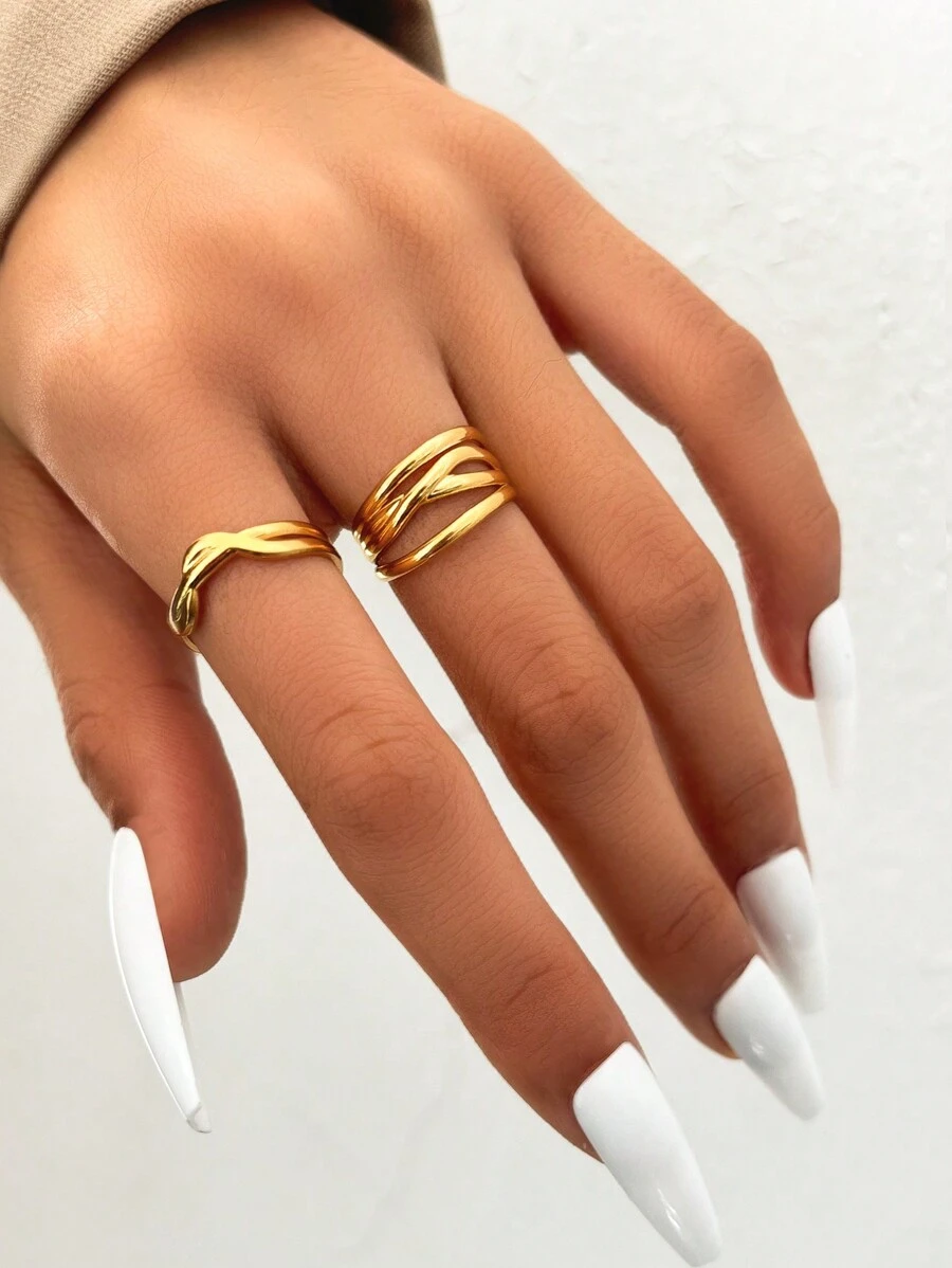 Aomogo Anillos De Acero Inoxidable, Joyería Apilable De Declaración Sin Manchas Para Mujeres En Cumpleaños, Navidad Y Promesa De Declaración