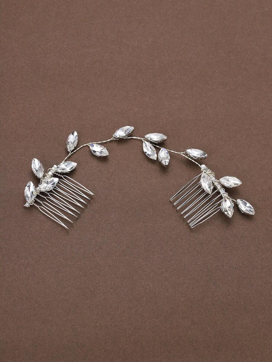 1 pièce Peigne à cheveux double tête avec strass en verre pour le port quotidien et la décoration de fête. Peignes pour cheveux avec diadème