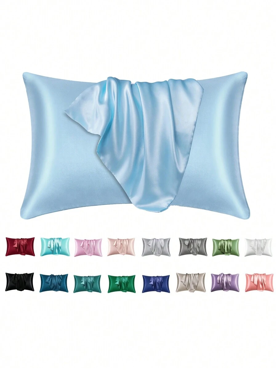 2 pcs Pillowcase for Hair and Skin, Silk Satin Pillowcase Pillow Cases Set of 2, Silky Pillow Cover with Envelope Closure
