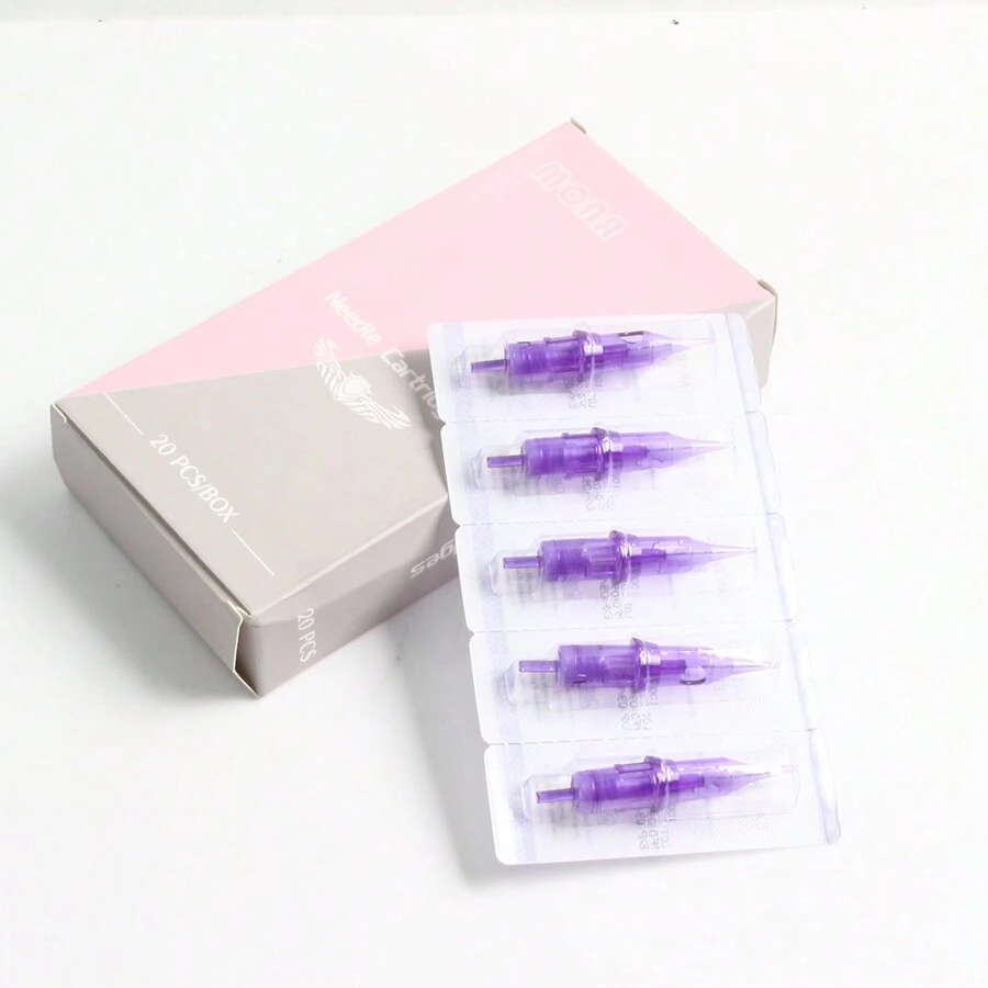 20 Stücke/box Rl/rs/f Größe Lila Professionelles Einweg-tattoo-modul Nadeln Halb-permanente Augenbrauen Lippen Make-up Nadeln Für Tattoo-maschine Stift