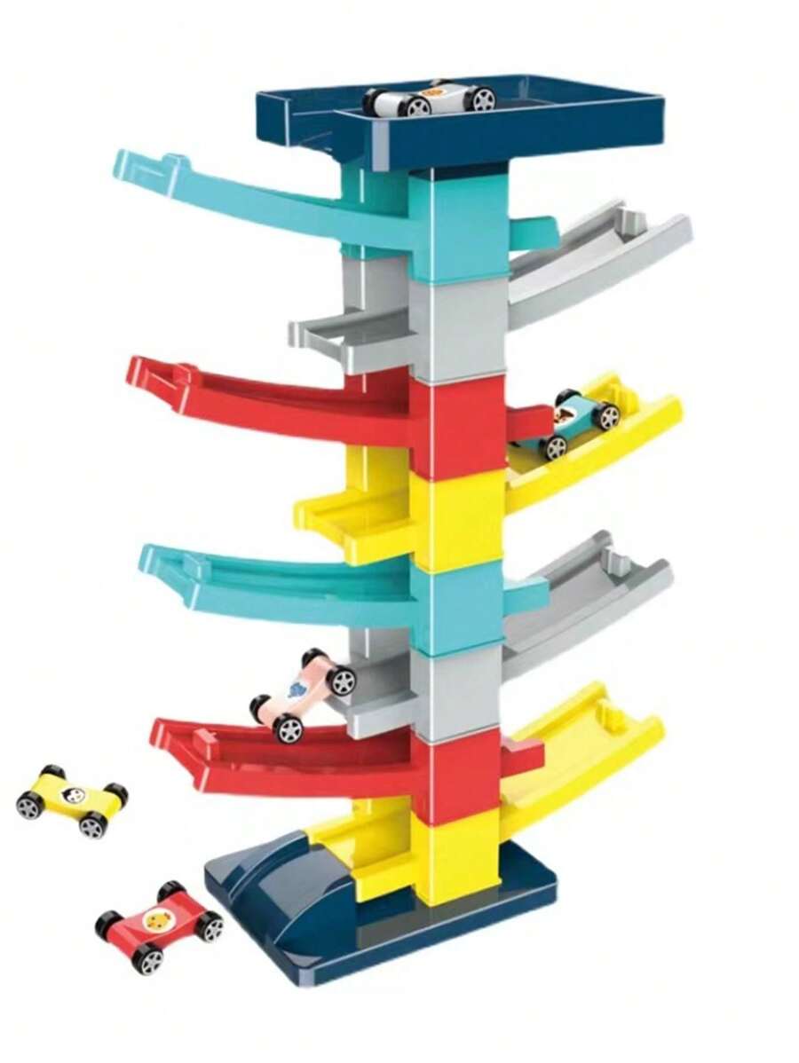 1 pieza Juego de pista de coche de 8 capas con 4 coches, adecuado para niños y niñas de 3 a 6 años, regalo de cumpleaños perfecto, color aleatorio
