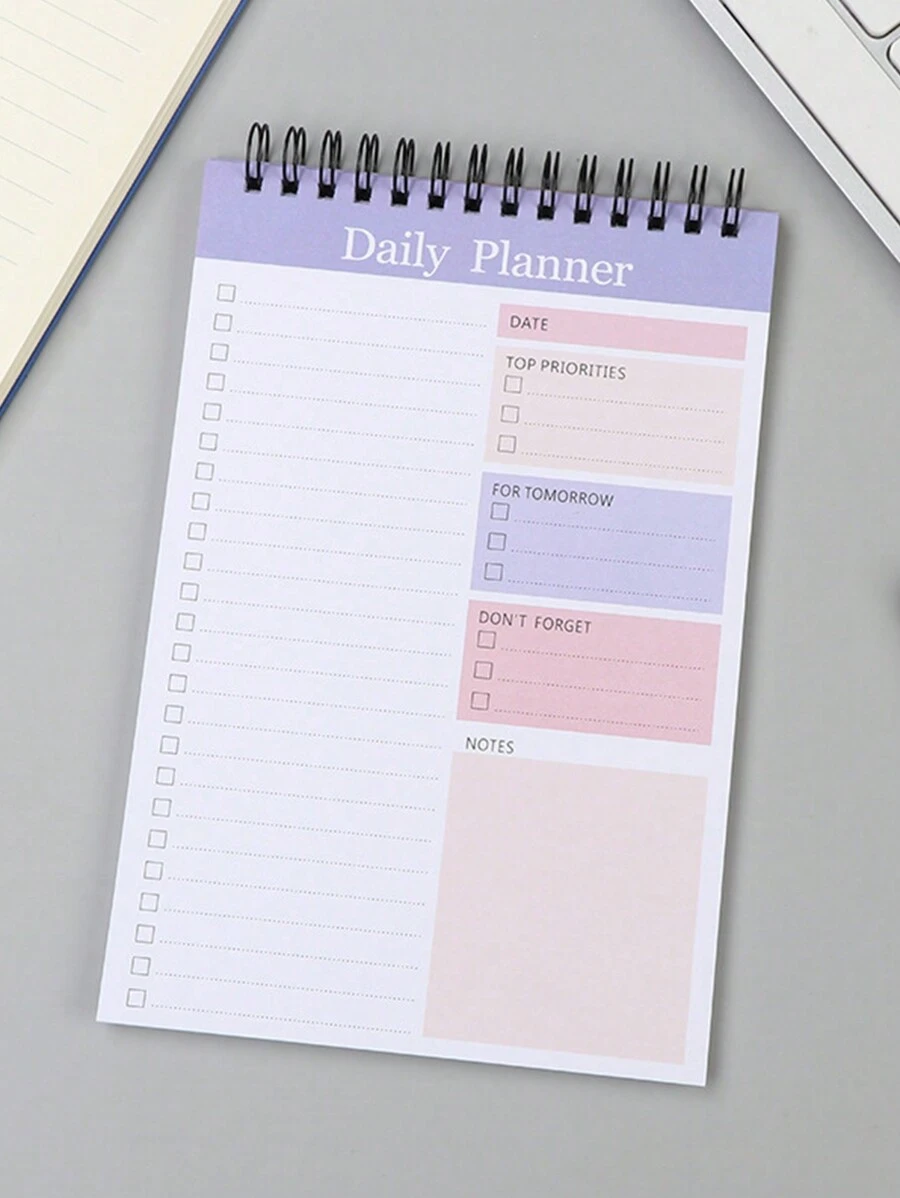 Bloco De Notas Encadernado Em Espiral Engrossado Com Capa Flip Para Planejamento Diário De Estudantes, Diário Simples De Memorandos