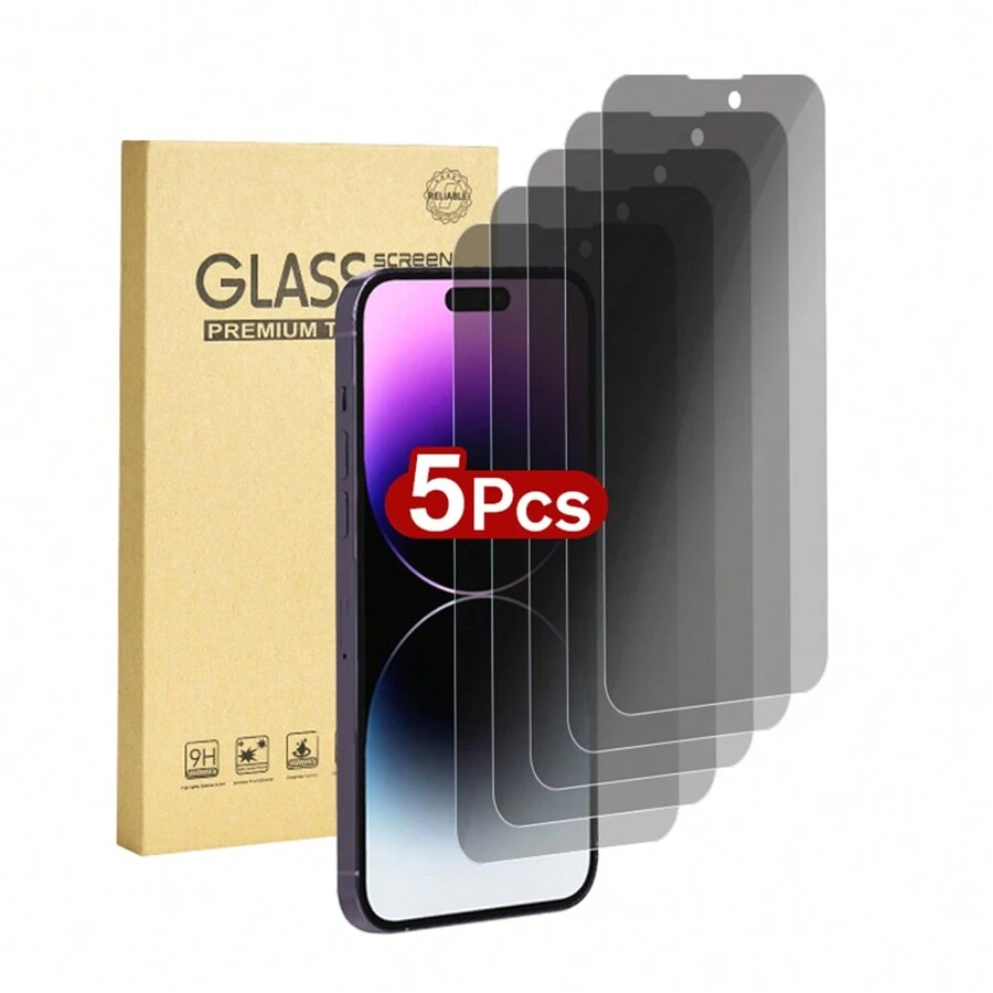 5pcs/Set Anti-Peep Full Coverage Tempered Glass Protective Film Compatible With IPhone 15/14/13/12/11/X/Xs/Xs Max, Iphone Screen Protector
