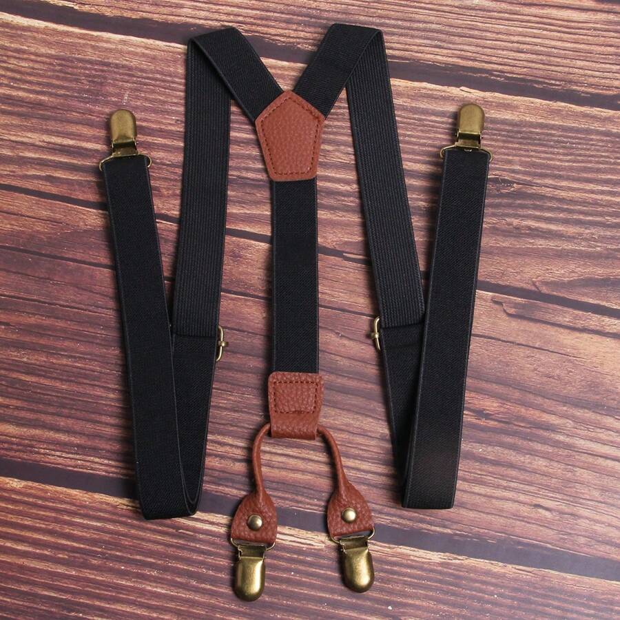 1pc Men's Elastic Y-Back Clip-On Suspenders, Adjustable Length Halloween