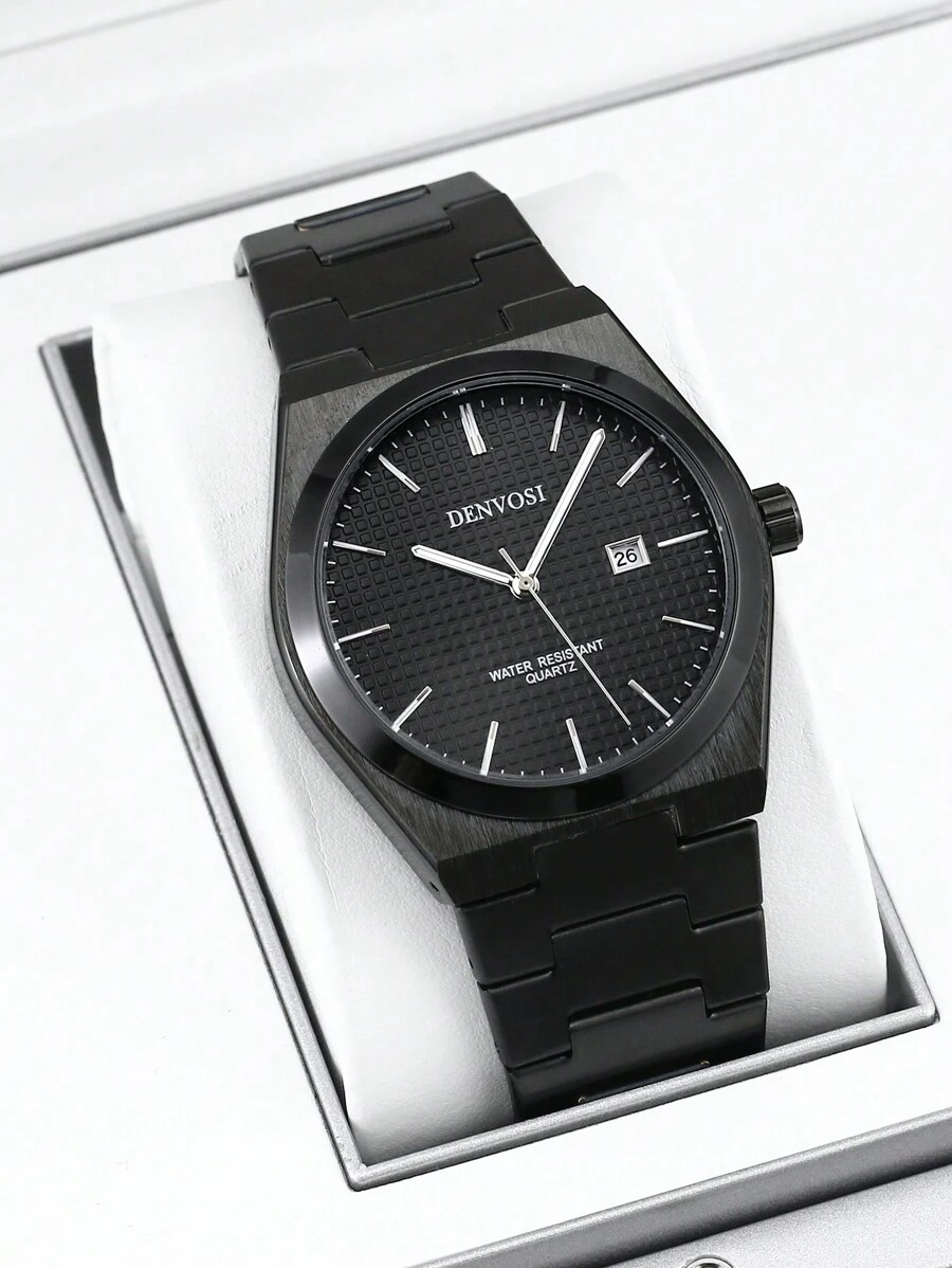 Bracelet De Montre En Acier Inoxydable Pour Homme Denvosi Montre À Quartz Pour Affichage De Date Avec Éclairage De Nuit, Étanche, Décoration Quotidienne De Montre D'affaires À La Mode