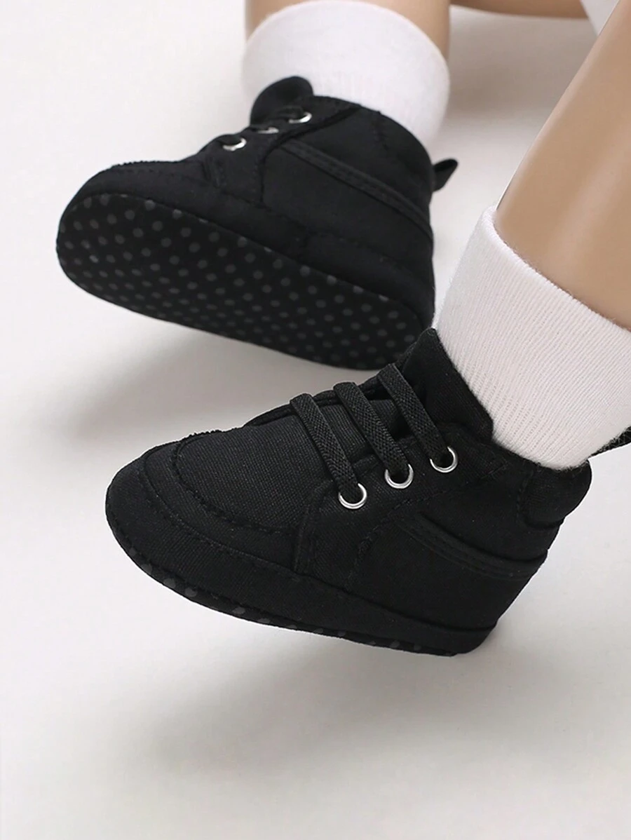Newborn Infant Boys' & Girls' Solid Color High-Top Canvas Soft Sole First Walking Shoes, Infant Sports Shoes