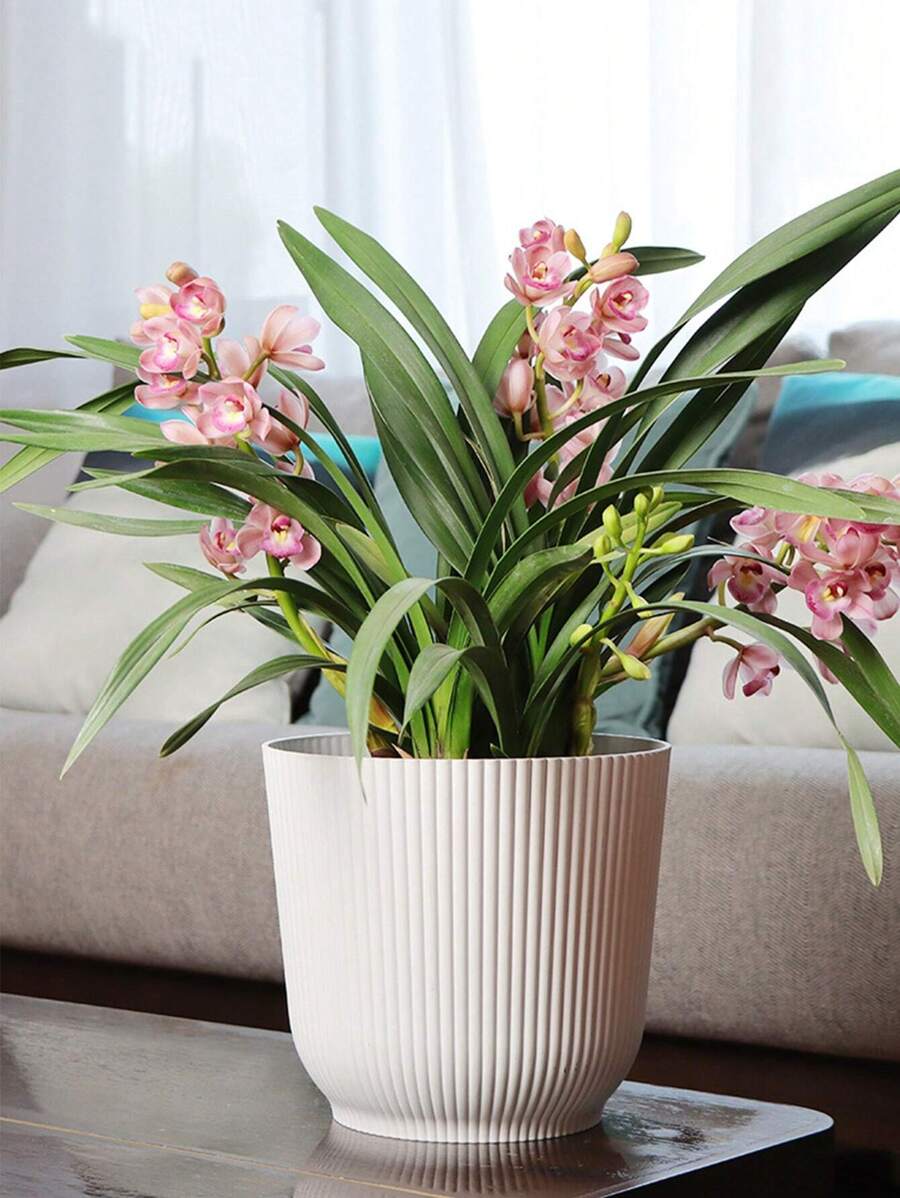 1pc Simple Nordic Style Round Flower Pot With Large Caliber And Thickened Material For Succulent Plants