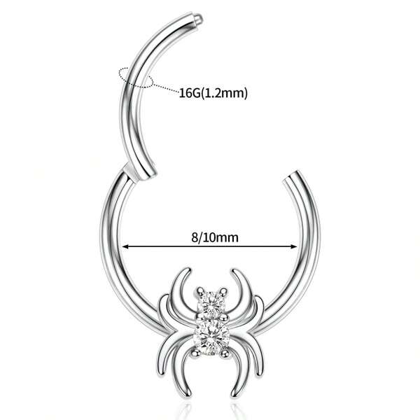 1pc 16g Nose Rings Cz 316l Surgical Steel Cartilage Earring Spider Hoop