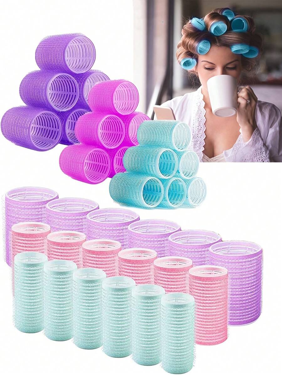 6 Pcs Heatless Hair Curlers Set - Self-Grip Hair Rollers For Long, Medium, And Short Hair - Salon-Quality DIY Hair Rollers For Stylish Curls And Waves ,Hair Rollers,Heatless Curls,Hair Curler,Hair Products And Accessories For Barber Salon Beauty Travel Essentials