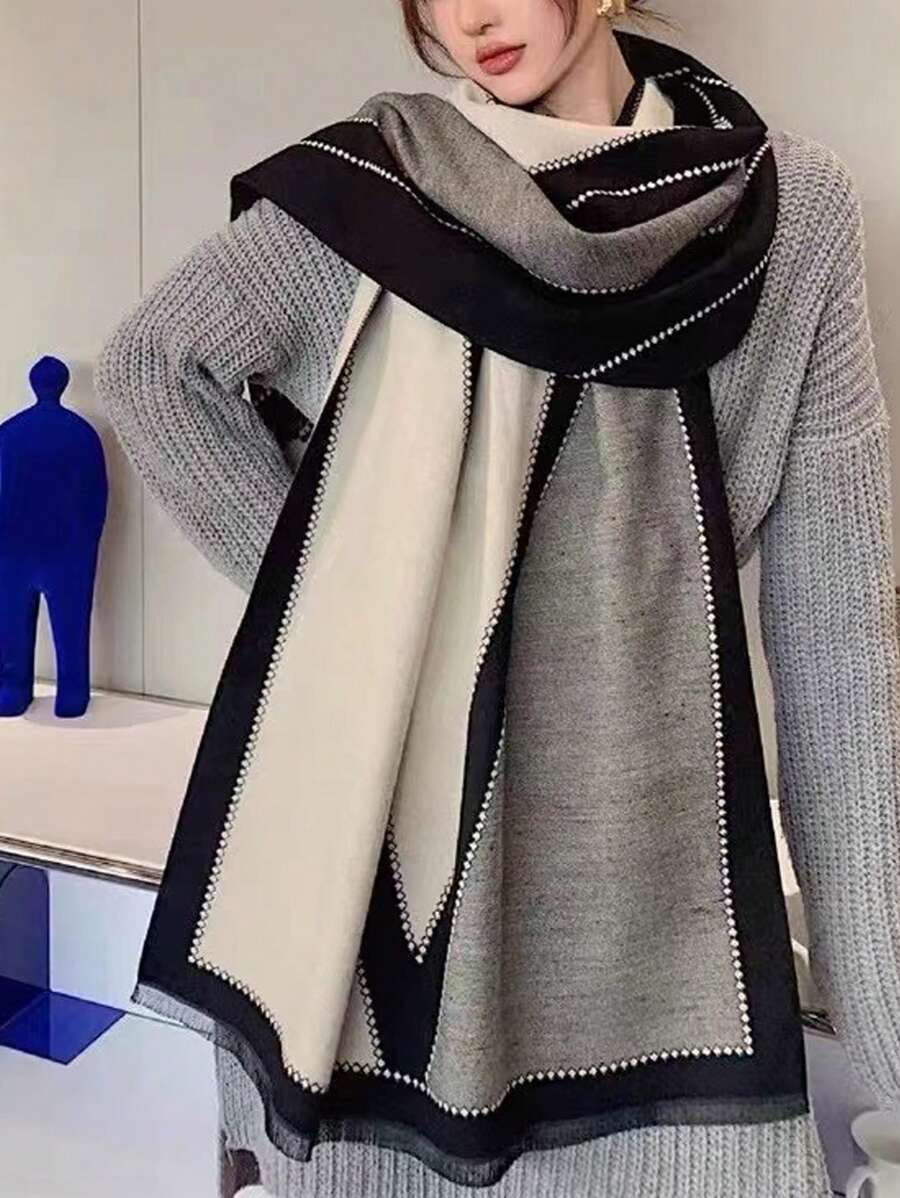1PC Dames Winter Dikke Warme Sjaal Geïmiteerd Kasjmier Plant Print Korte Baard Sjaal Airconditioning Kamer Warme Sjaal Accessoires Vrouwen