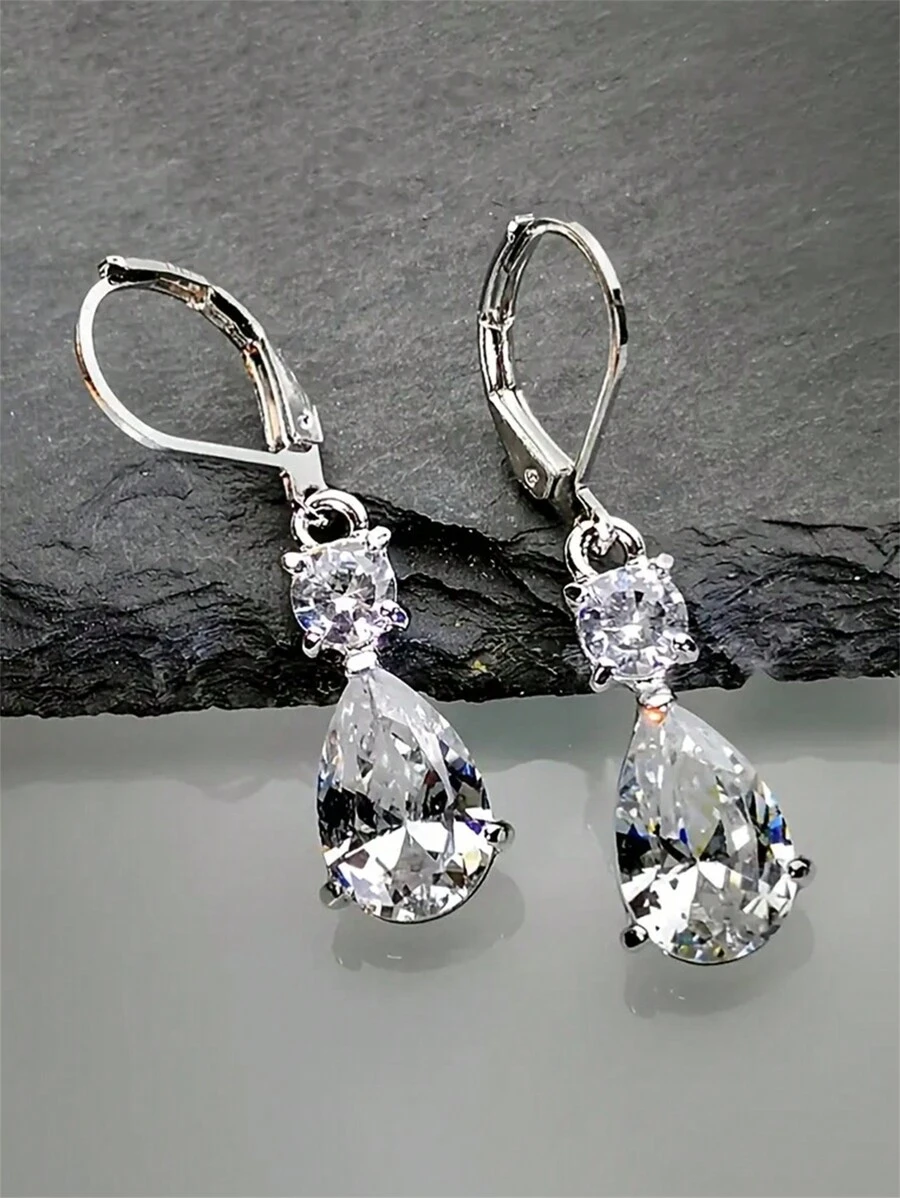 1 Paar luxuriöse Ohrringe mit kubischem Zirkonia Tropfen für Frauen für Hochzeit Verlobung Jahrestag Party Schmuck Valentinstag Geschenk Valentinstag