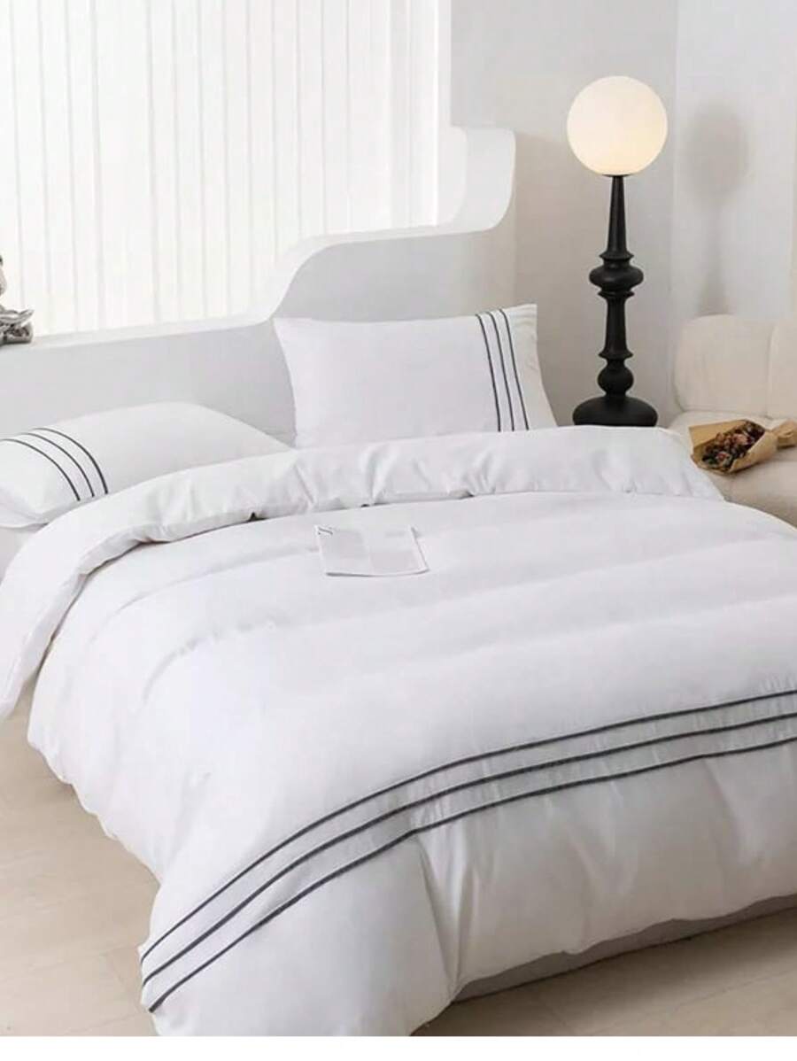 Capa De Edredom Duvet Queen Com Fronhas Roupa De Cama 2,40 x 2,60 Bordada Bordado Travesseiro