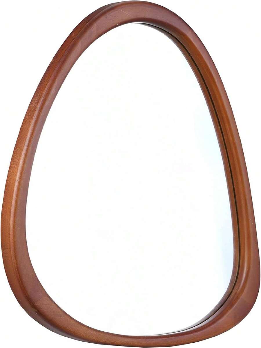 Asymmetrical Wood Wall Frame Mirror,Irregular Mirror,,Abstract Assymetrical Decorative Mirror, For Living Room Bedroom Entryway Bathroom Home Decor