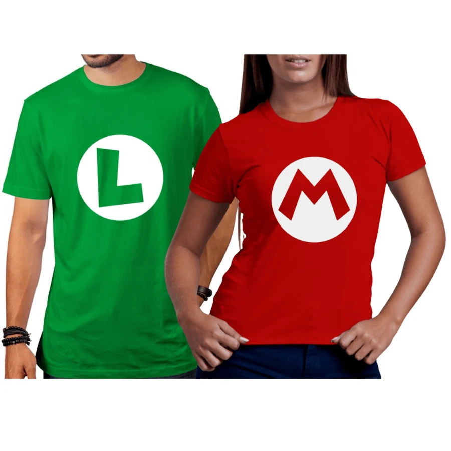 Kit Camisas De Casal Mari Luigi Camisetas para Aniversarios