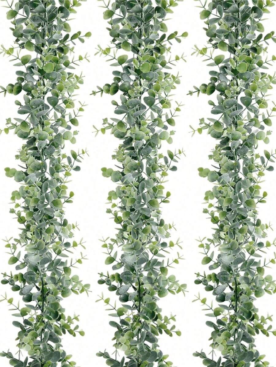 1 pièce/2 pièces/3 pièces, 70,86 pouces/5,9 pieds Décoration de maison Vignes de table artificielles, Couronne de fleurs d'eucalyptus vert avec feuilles d'eucalyptus dollar d'argent et couronne de fleurs de souffle de bébé. Fleurs et vignes artificielles en plastique. Saint-Valentin, Cadeau