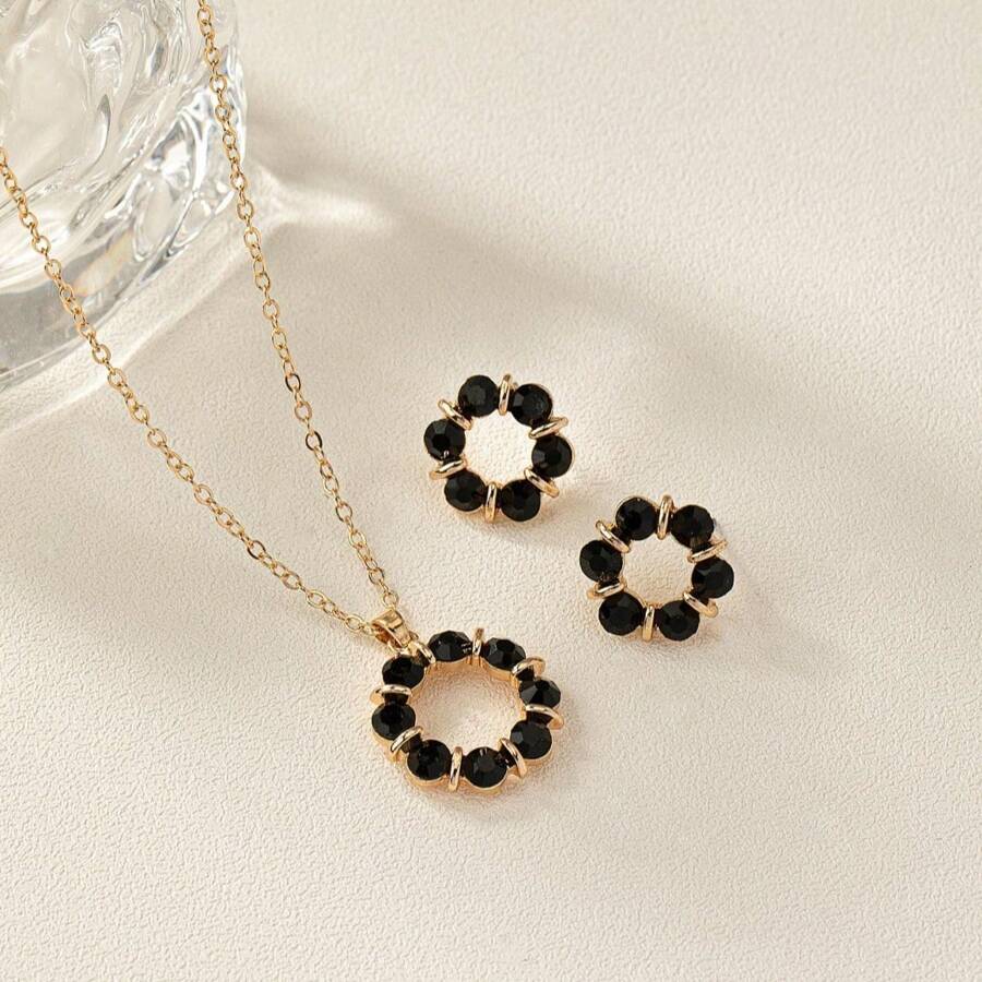 1set Fashionable Elegant Zinc Alloy Floral Jewelry Set With Unique Design, Suitable For Women's Daily Wear, Variety Of Colors To Choose From