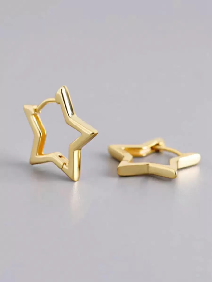 1 Pair Fashionable Minimalist Geometric Star Earrings For Women, Suitable For Banquet, Party, Holiday And Daily Wear