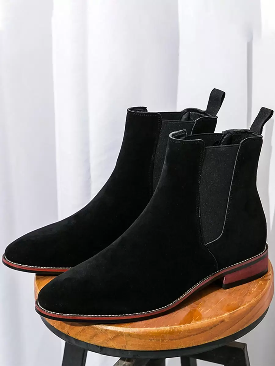 Men's Chelsea Boots High Top British Style Suede Comfortable Slip-On Shoes