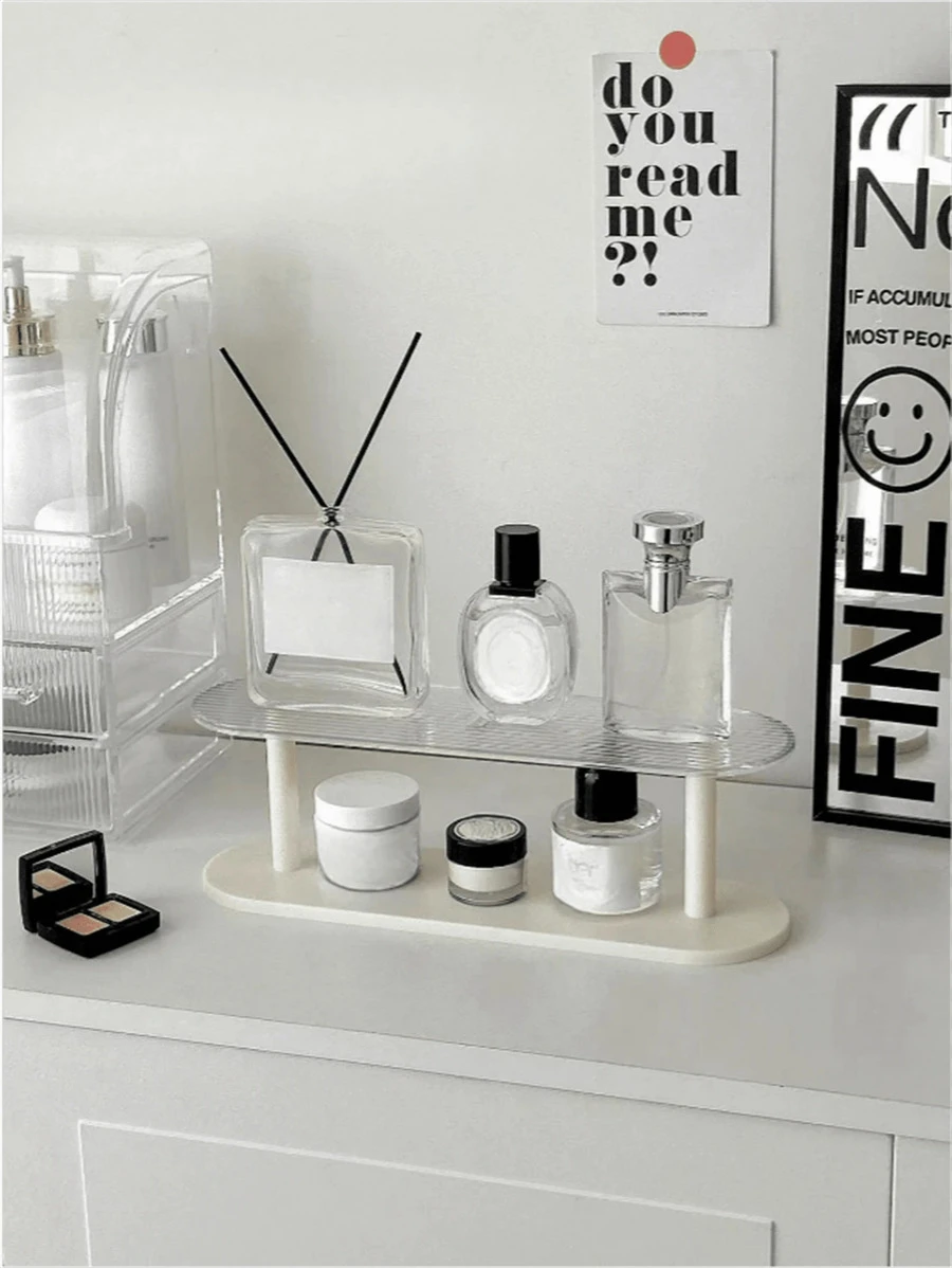 1 Pièce Organisateur De Parfum Étagère De Rangement Cosmétique Transparente Pour Bureau Pour Les Produits De Soins De La Peau Haut De Gamme, Rangement De Table De Coiffeuse