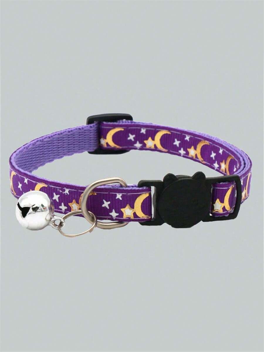 1 Pièce Collier Pour Animaux De Compagnie Avec Boucle Pour Chat Et Sangle Réfléchissante En Forme D'étoile Et De Lune Pour Chats Et Chiens