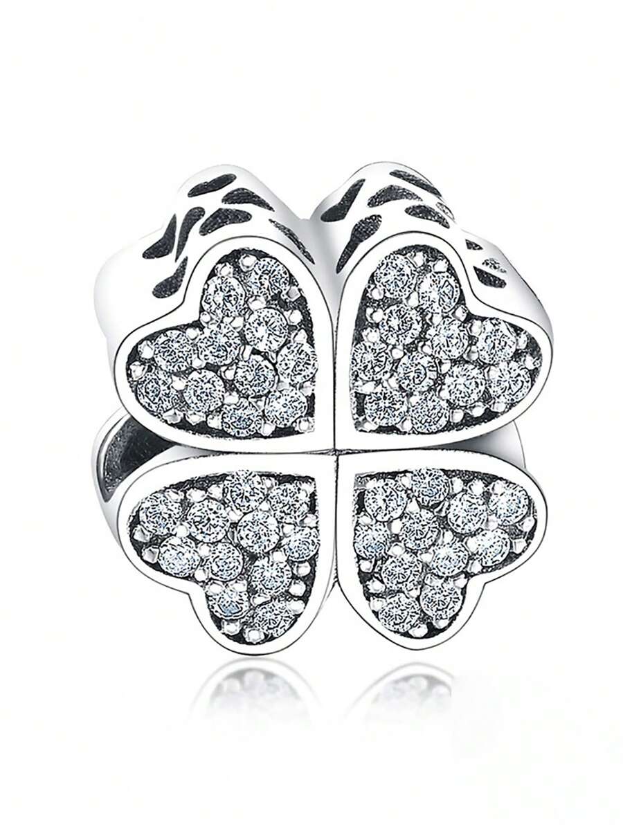 HuooNew 1pc prachtige zirconia decor klaver ontwerp zilver DIY kraal voor vrouwen voor DIY sieraden maken