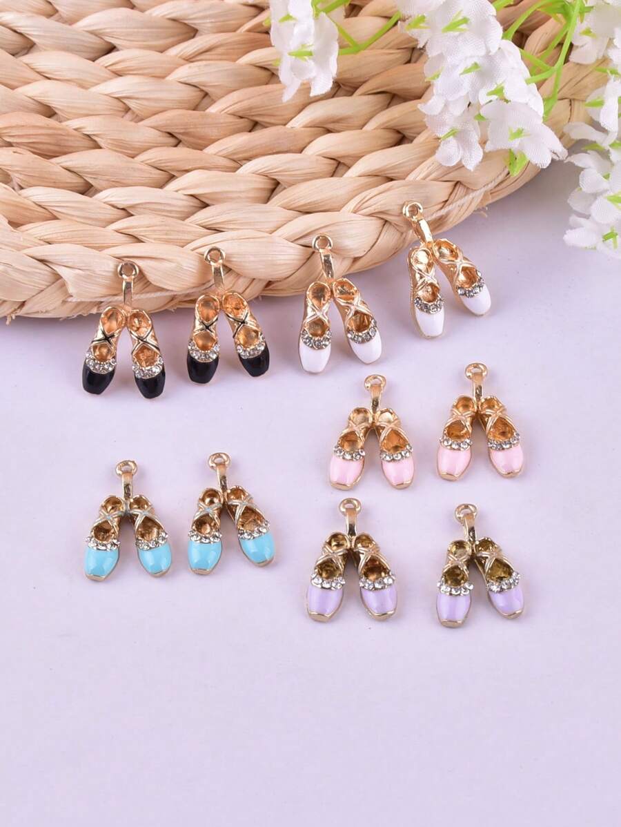 10 Piezas Colgante De Aleación De Zinc En Forma De Zapatillas De Ballet De Moda Para Hacer Joyas Diy
