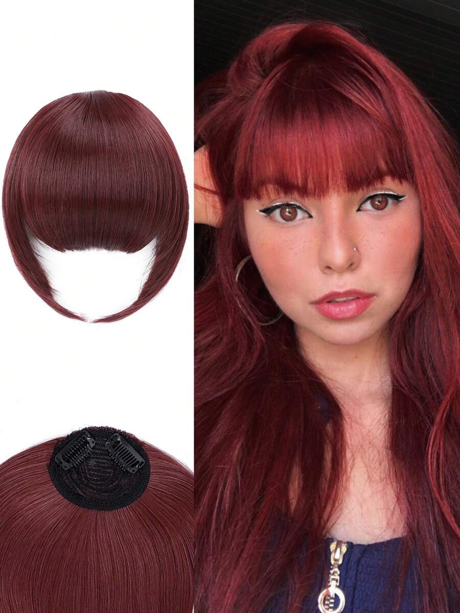 Faux Frange Clip En Extension De Cheveux Avec Tempes Pour Femmes, Perruque Naturelle Pour Une Utilisation Quotidienne Avec Clip Sur Frange, Bu