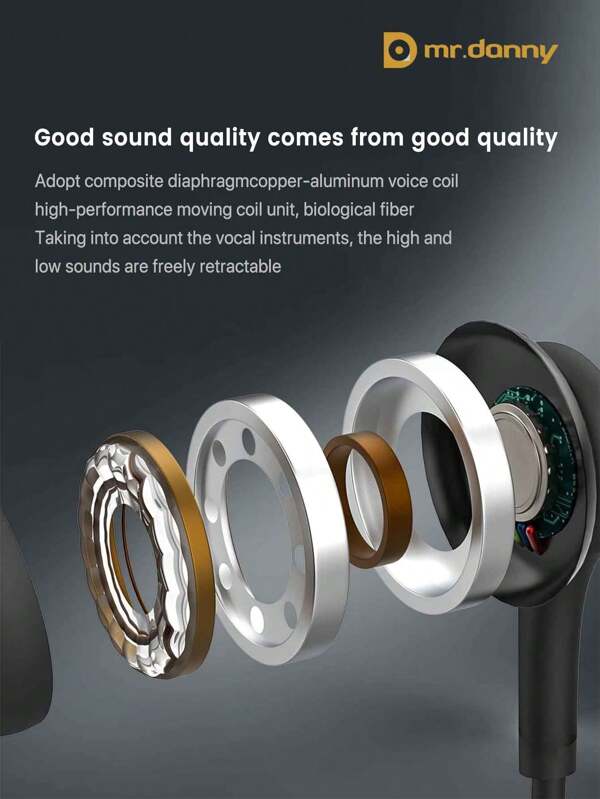 Mr Danny USB Type C Headphones In Ear Earphones Earbuds With Mic And