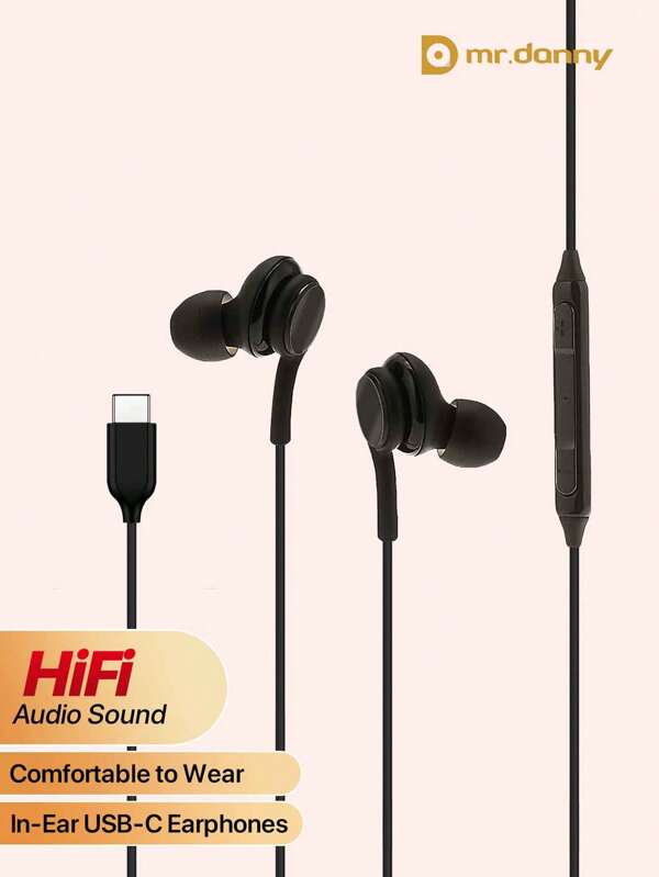 Mr Danny USB Type C Headphones In Ear Earphones Earbuds With Mic And