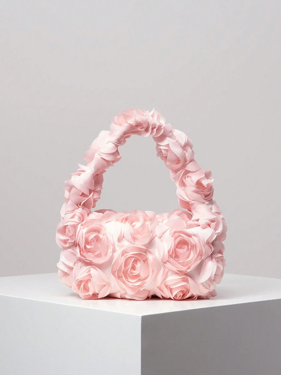 Elegant Rose Pattern Evening Bag, Handbag For Wedding Party, Gentle And Sweet Ladies Purse, Valentine'S Day Gift For Ladies (Random Pattern) Valentines