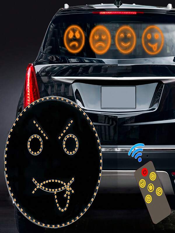 Creative Car LED Emoticon Light Car Emoticon Light Car Rear Window Fun Light AntiRearEnd