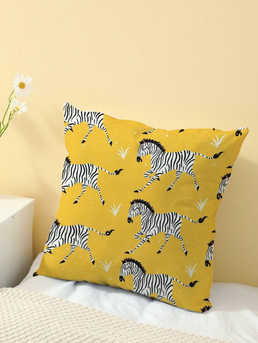 1pc Zebra Print Cushion Cover, Modern Pillow Case, Single-Sided Printed, Not Including Pillow Core, For Sofa, Home Decorative Pillow Cover