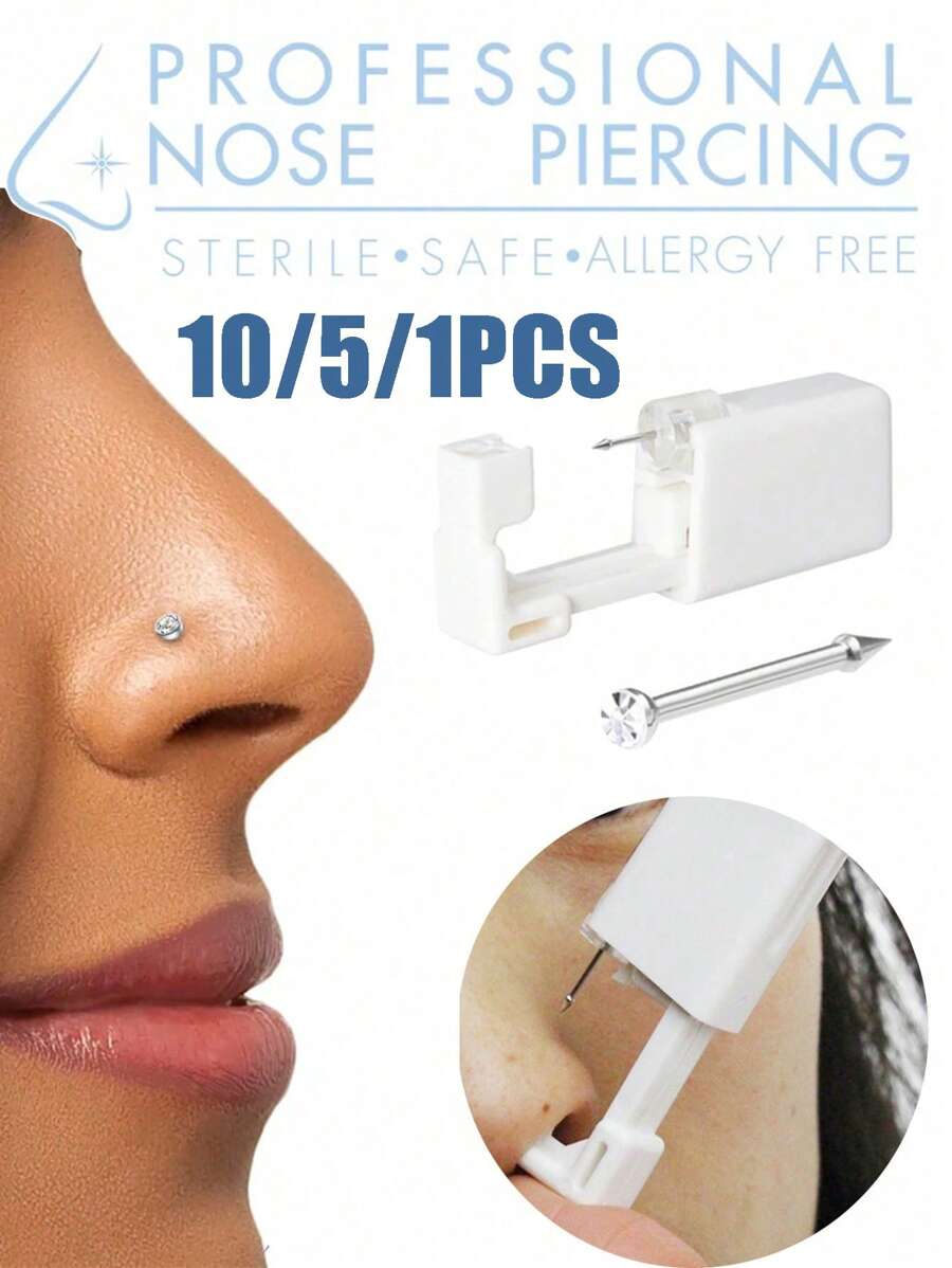 10/5/1 Stück Einweg-Sicher-Steril Piercing Einheit für Edelstein Nasen Nieten Nasen Piercing Pistole Körper Schmuck Piercing Werkzeug Maschinen Set