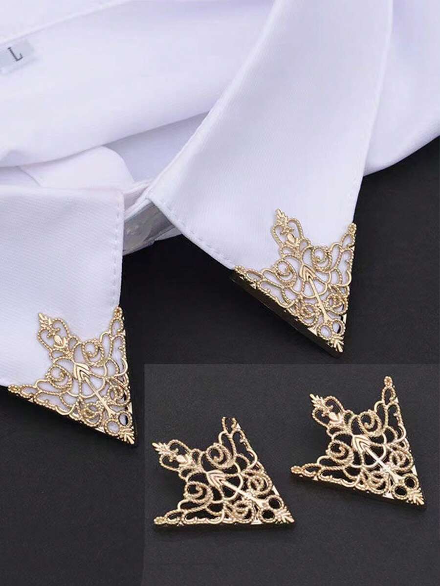 2 pièces Épingles vintage creuses en forme de col en V unisexe, accessoire de mode convenant pour un port quotidien et les fêtes