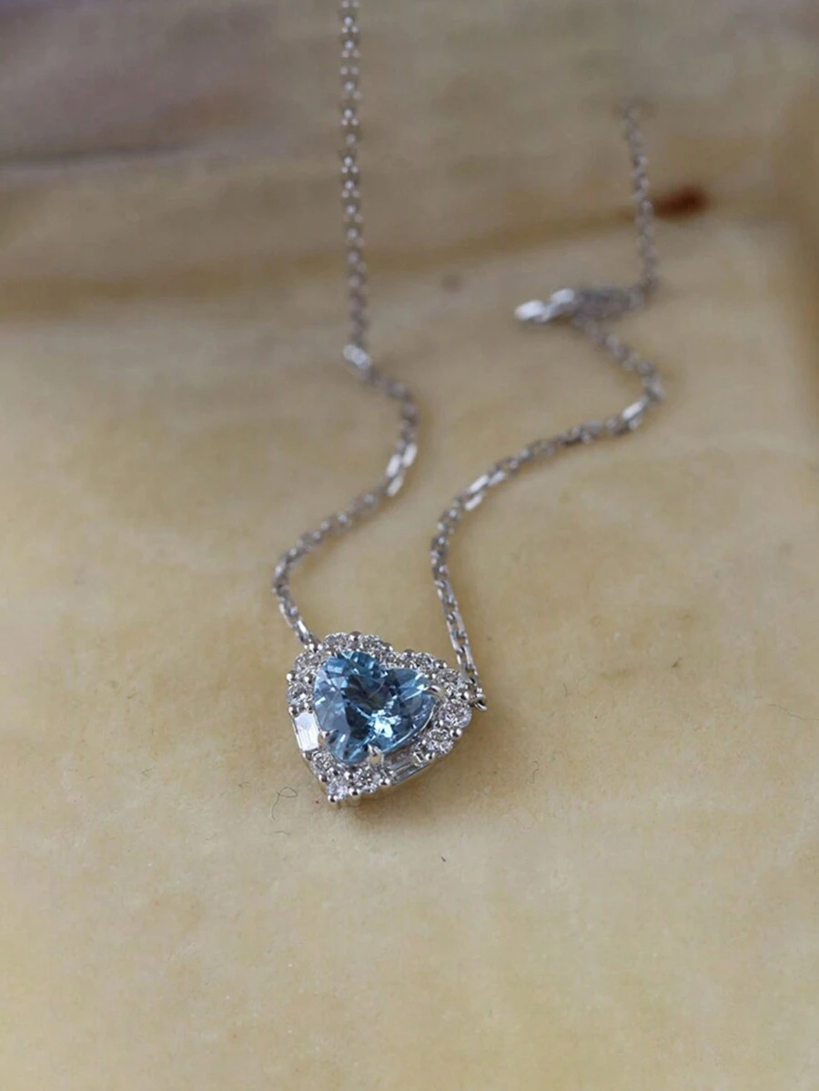 1pc High Quality S925 Sterling Silver Heart Pendant Necklace With Zirconia, Elegant Daily Accessory For Women