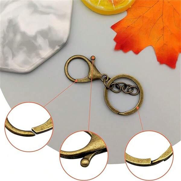 10pcs Lobster Claw Clasps With Key Ring And Flat Open Loops For Diy
