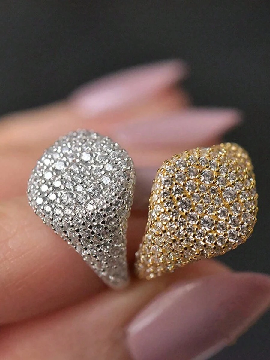 1 pezzo Anello frizzante diamante intarsiato S925 argento sterling per donne , adatto per usura quotidiana , feste , matrimoni ,