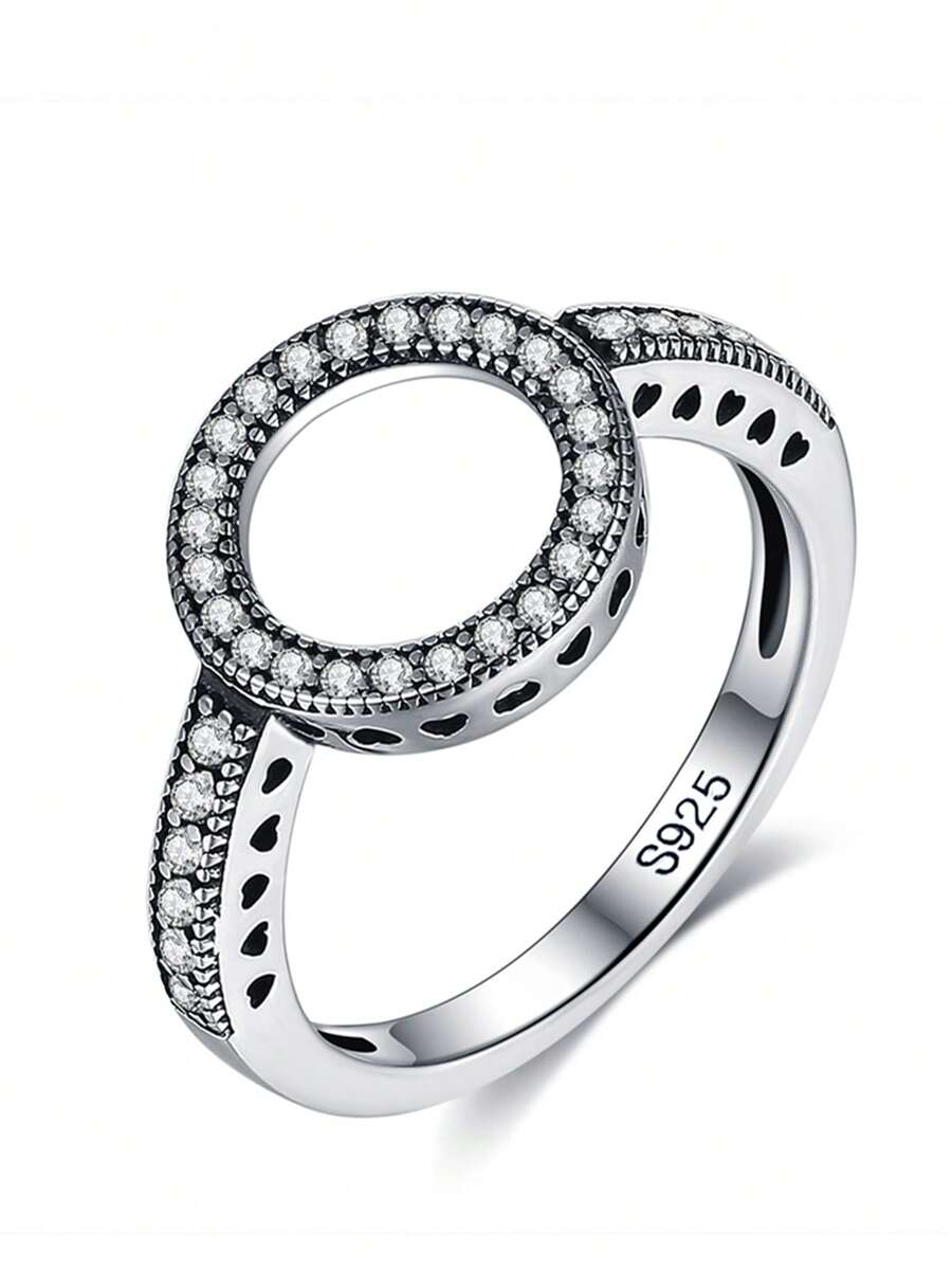 LEKANI Cubic Zirconia Decor Sterling Silver Ring