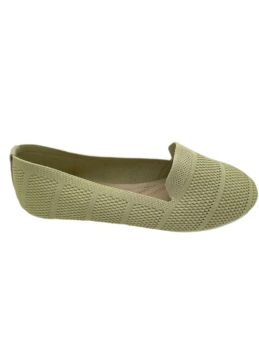 Ladies Fashion Perforated Knit Ballet Flats