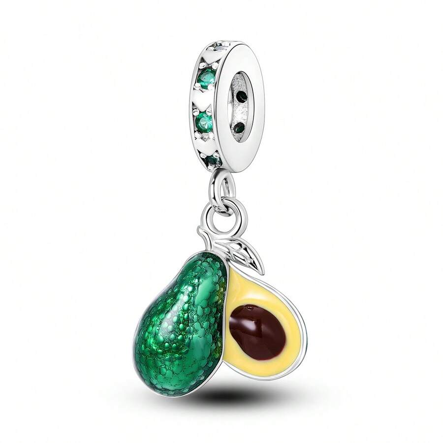 Healthy Avocado Charms 925 Sterling Silver Pendant Fits Original Bracelet Necklace Women Dangle Bead DIY Jewelry Gift