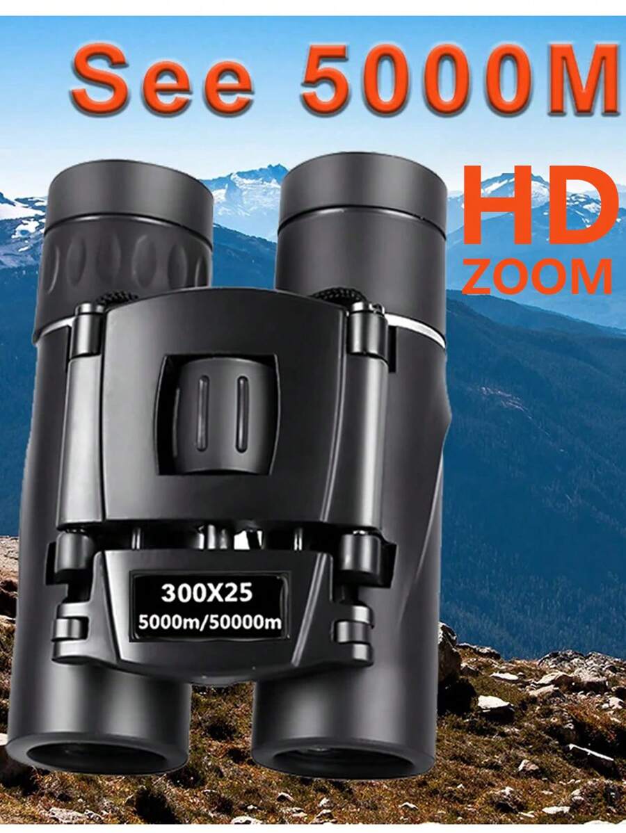 Binocolo Hd Potente 300x25 Con Imaging Chiaro E Ingrandimento 10x, Telescopio Pieghevole Mini A Lungo Raggio 5000m Bak4 Fmc Per La Caccia, Lo Sport, Il Campeggio All'aperto E Il Viaggio