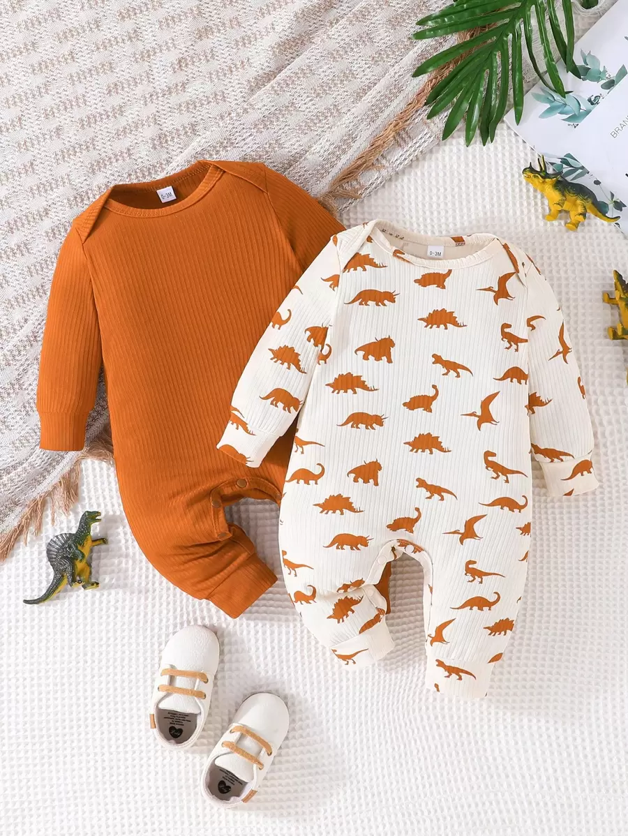 Baby Boy 2pcs/Set Fall & Spring Long Sleeve Striped Casual Romper With Open Crotch And Beanie