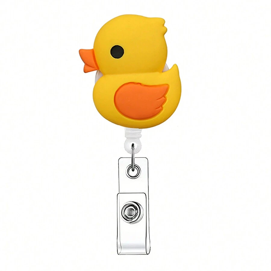1pc Funny Duck Strawberry Rainbow Egg Smiling Face Badge Reels Retractable Badge Holders,ID Badge Holders Retractable With Clip,Cute Nurse Badge Reel For Student Business Meeting School Office,3.2*1.285inch,School Supplies,Back To School