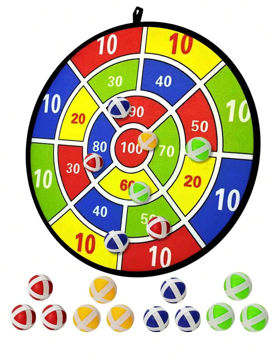 Set de 12 pelotas adhesivas y diana, juguete para interior/exterior para interacción entre padres e hijos, suministros para juegos de fiesta de cumpleaños